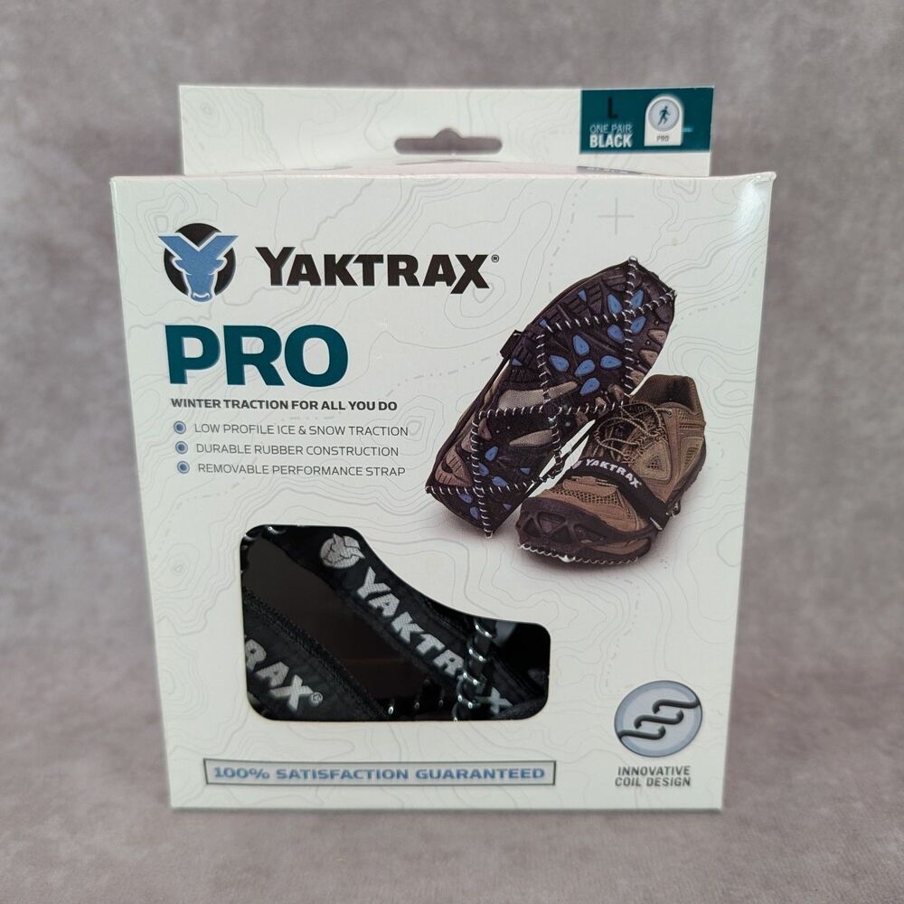 Yaktrax Pro Traction Cleats for Snow & Ice Size Large Open Box